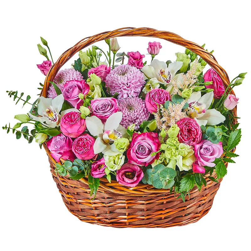 Корзина с цветами Розовый калейдоскоп